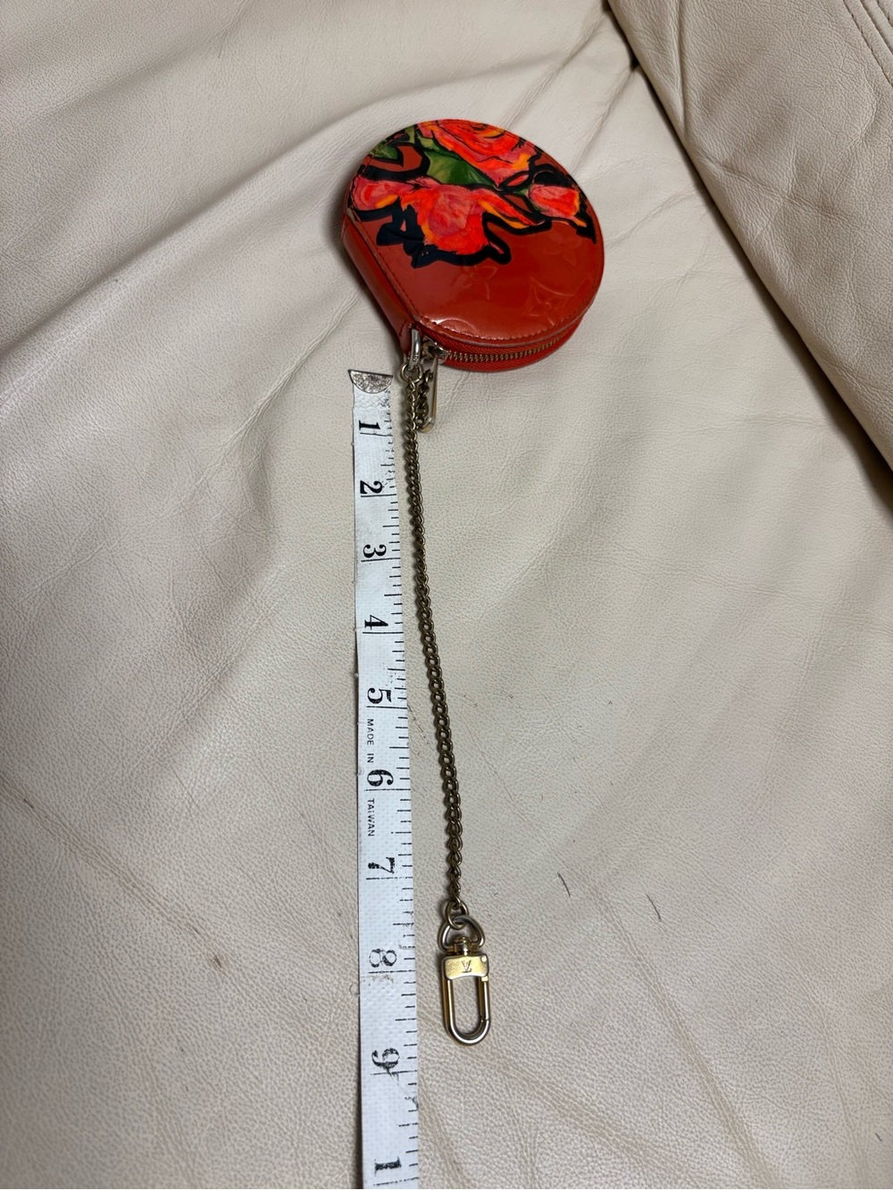 VTG LOUIS VUITTON x Stephen Sprouse Orange Vernis ROSE Coin Purse w/ Chain - Picture 6 of 14